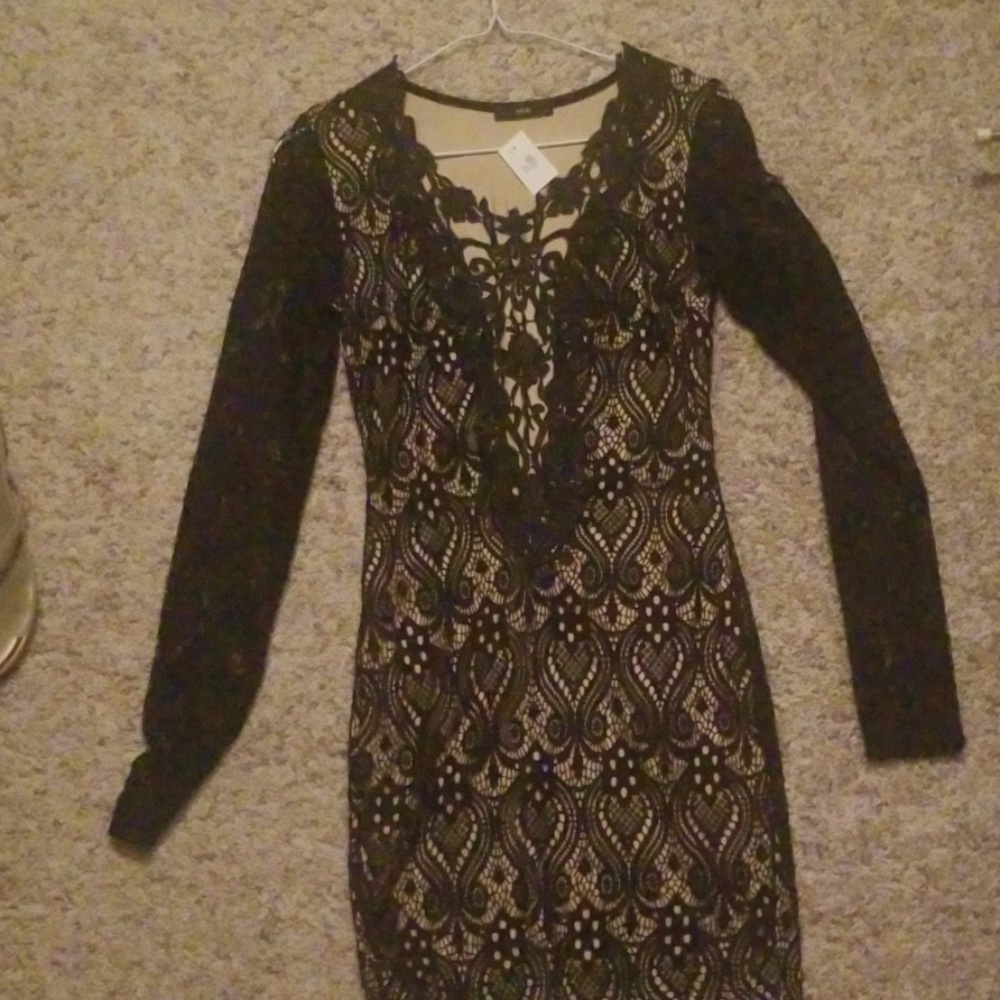 Black lace dress nude illusion